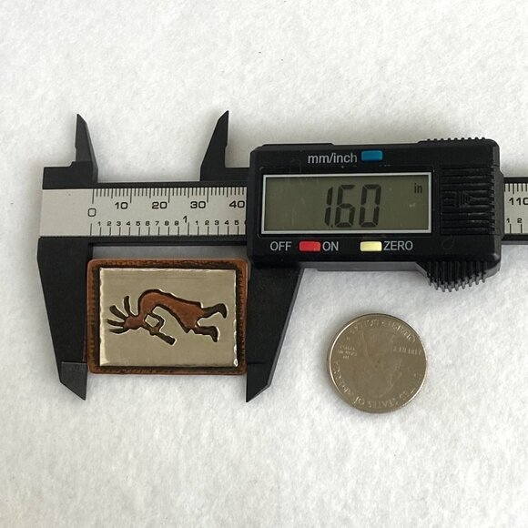 VTG Signed Sterling Silver 925 Copper 1.60" Southwest Overlay Kokopelli Brooch - Picture 14 of 16